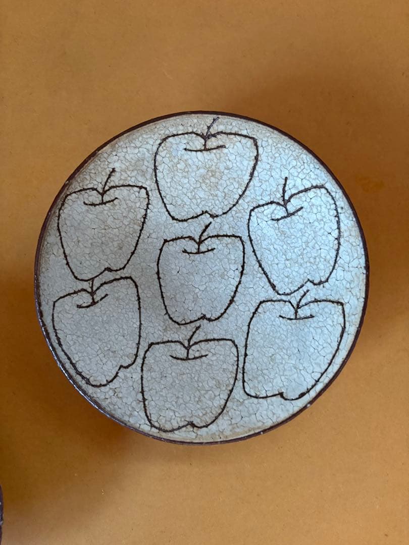楠田純子　林檎　6寸鉢　2枚セット　貫入の風合い