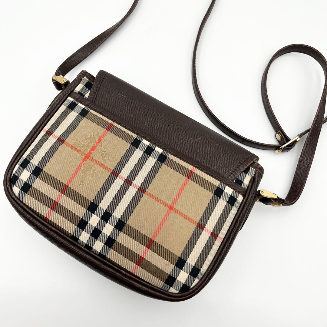 希少✨ バーバリー ショルダーバッグ フラップ ノバチェック レザー ホースロゴ
