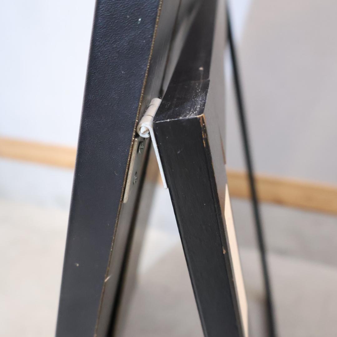 姿見 スタンドミラー 鏡 立て掛け 店舗什器 店舗 157㎝ モノクロ レザー調