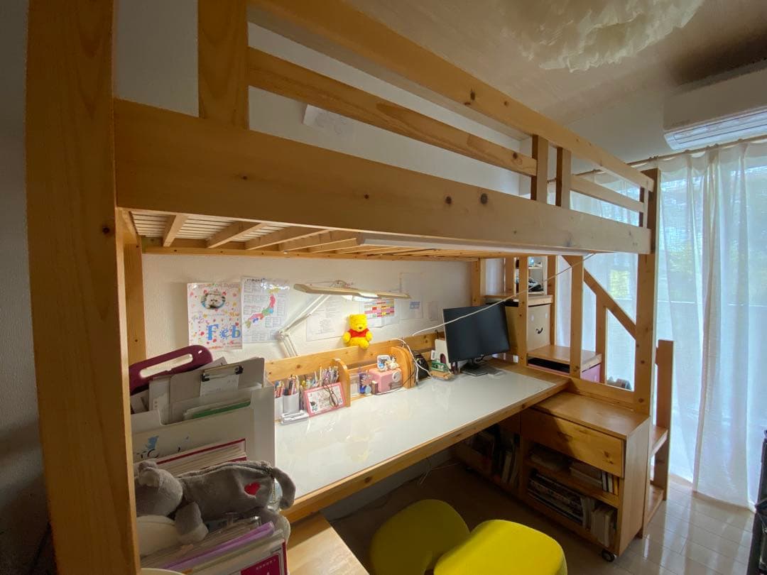 ロフトベッド・デスク付き・186.5cm