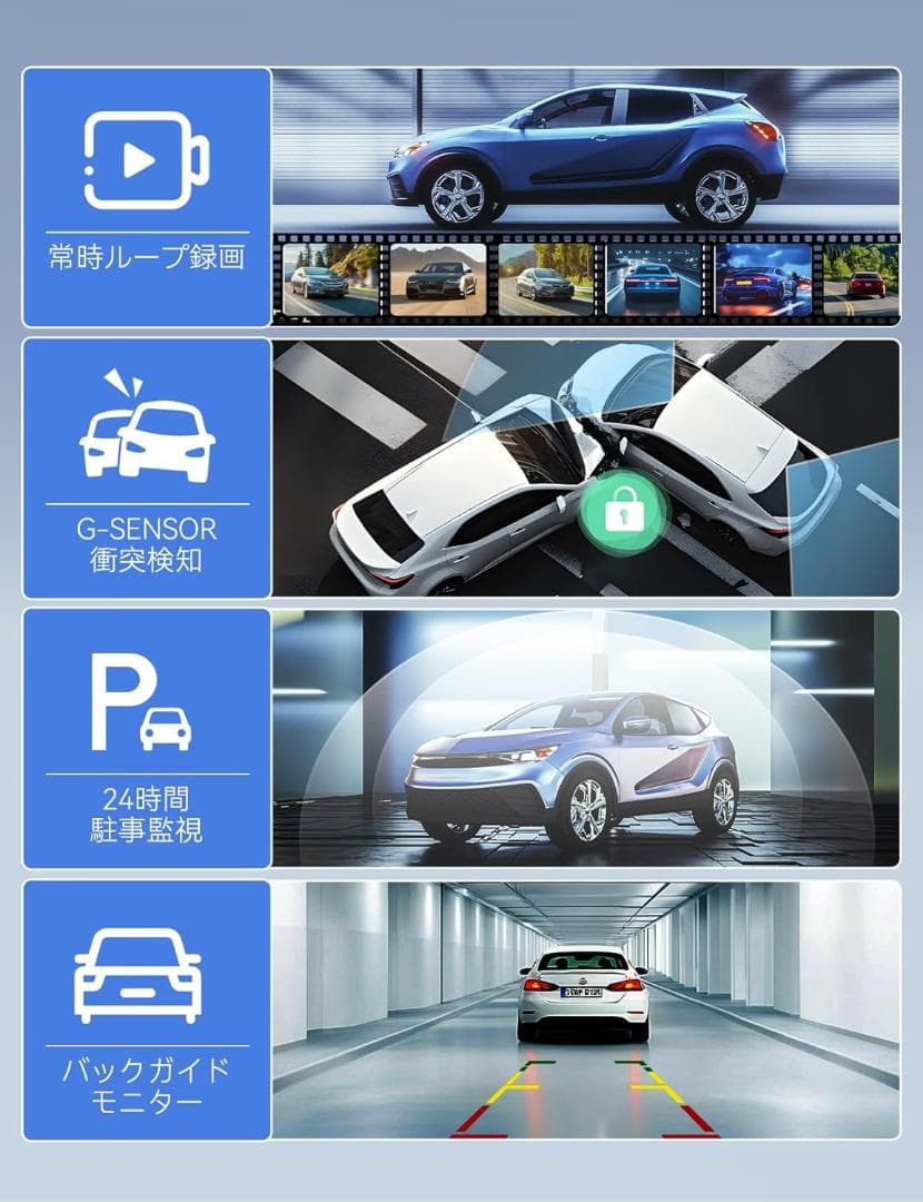 【R1464】ドライブレコーダー　ミラー型　4K　12インチ　新品