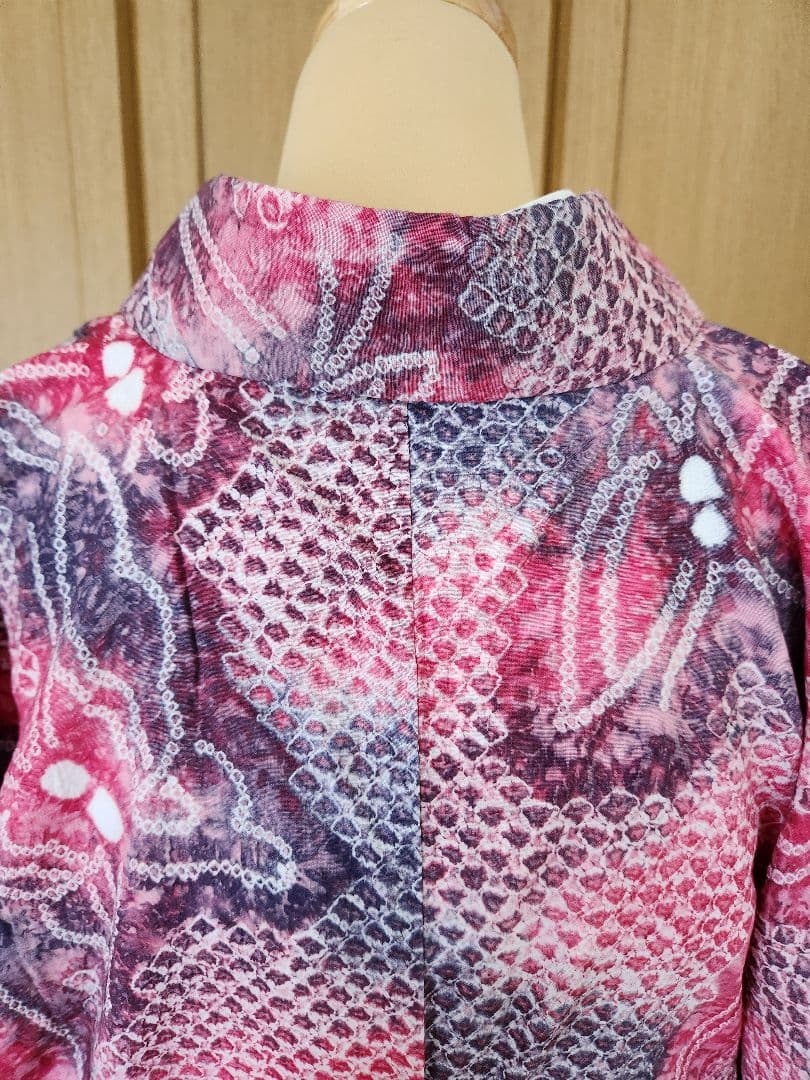 浴衣 綿100% 夏着物 洗える着物 有松絞り風 お出かけ カジュアル 蝶 紫