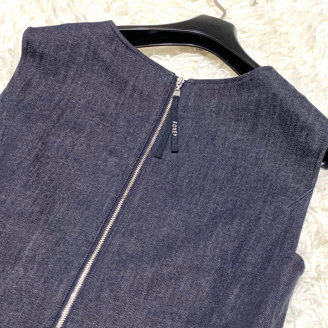 美品✨フォクシーニューヨーク デニム ギャザー ワンピース 2way 40
