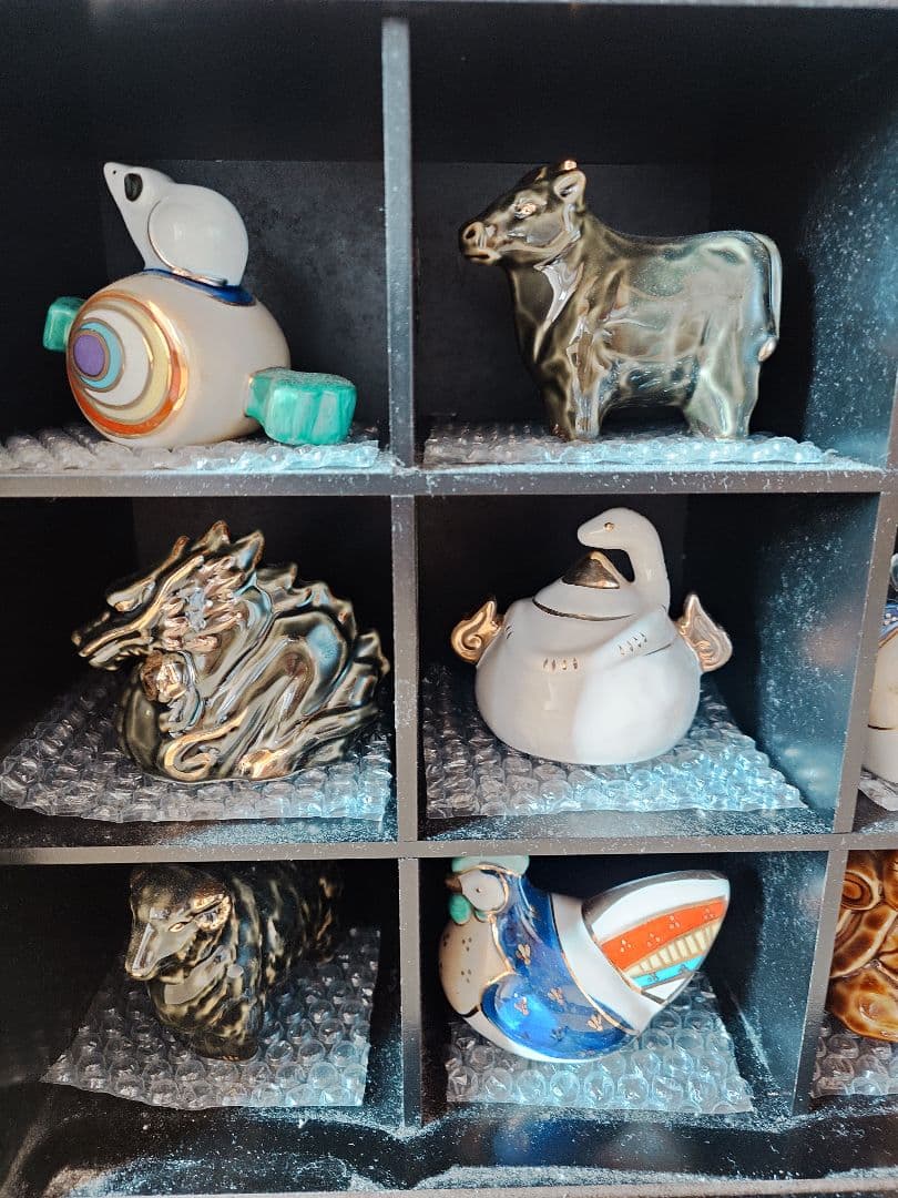 週末値下げ 招福十二支干支揃え 藤森兼明作 専用飾り棚セット