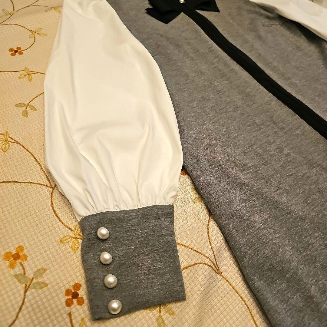 エムズグレイシー♡ニットワンピース　リボン　ダブルジップ　パールボタン