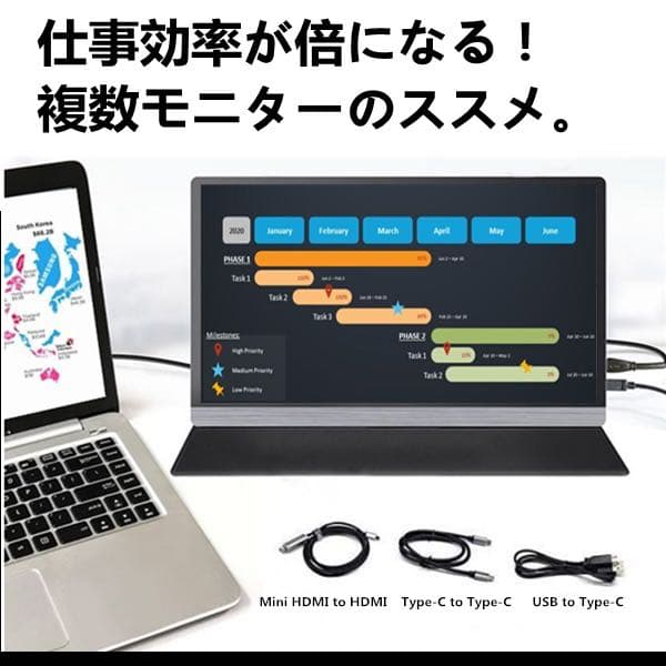 モバイルモニター ディスプレイ IPS 1920x1080薄い軽量