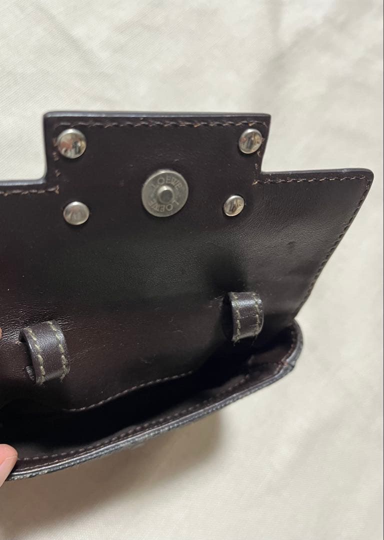 美品 ロエベ ポケッツ アナグラム 斜め掛けショルダーバッグ レザー・PVC