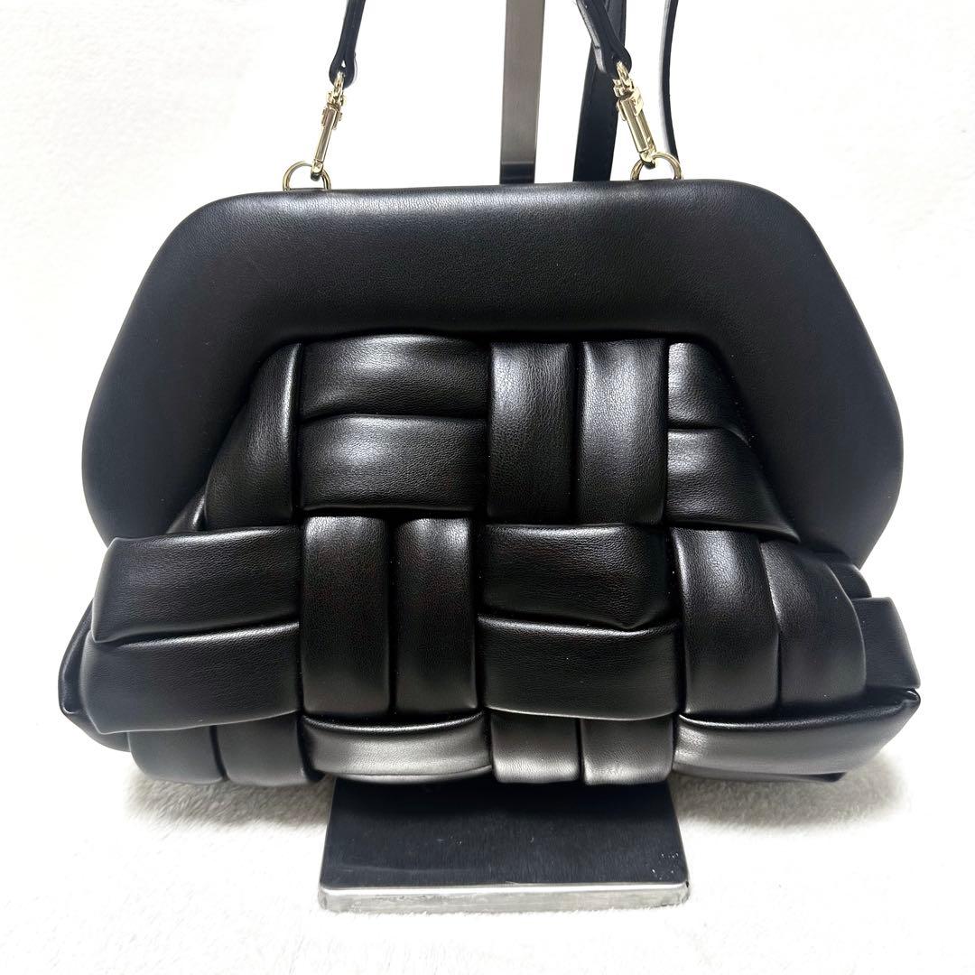 【美品】テモワール ショルダーバッグ クラッチバッグ 2way レザー ブラック