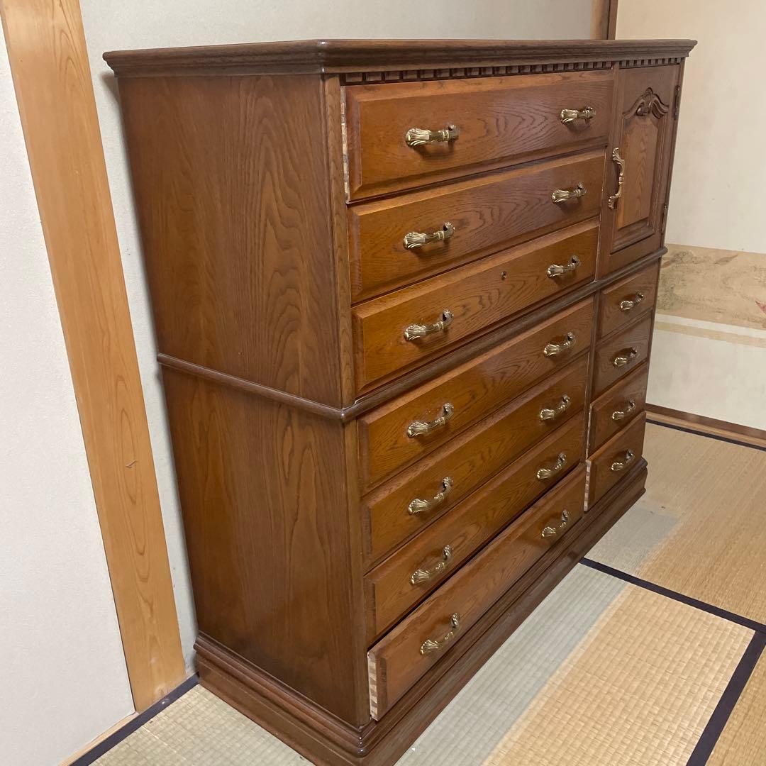 天然木　整理ダンス　箪笥　上下分離可　チェスト　KAWATA MOKKOU