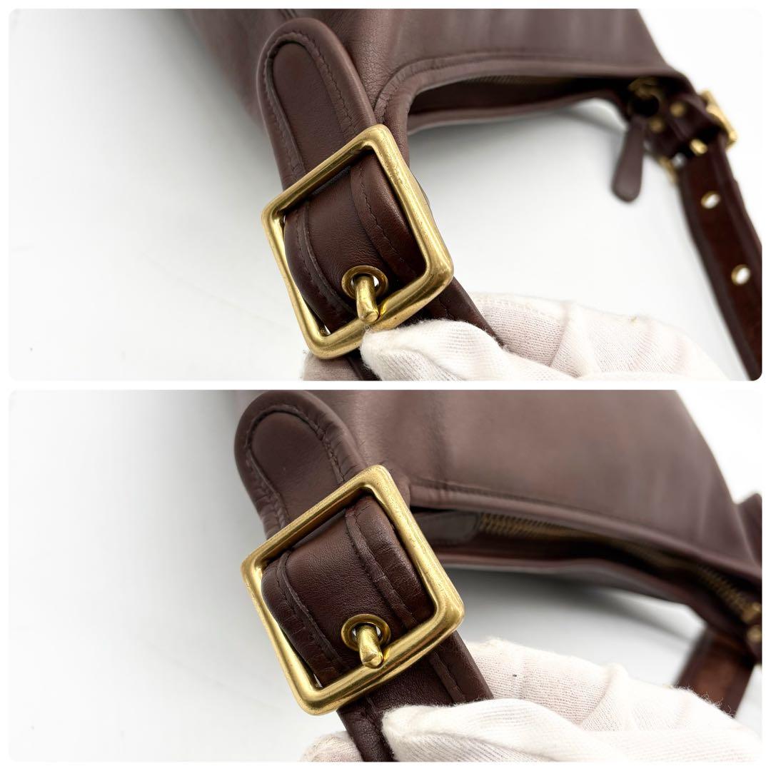美品✨オールドコーチ ショルダーバッグ バケツ型 レザー ブラウン 9953