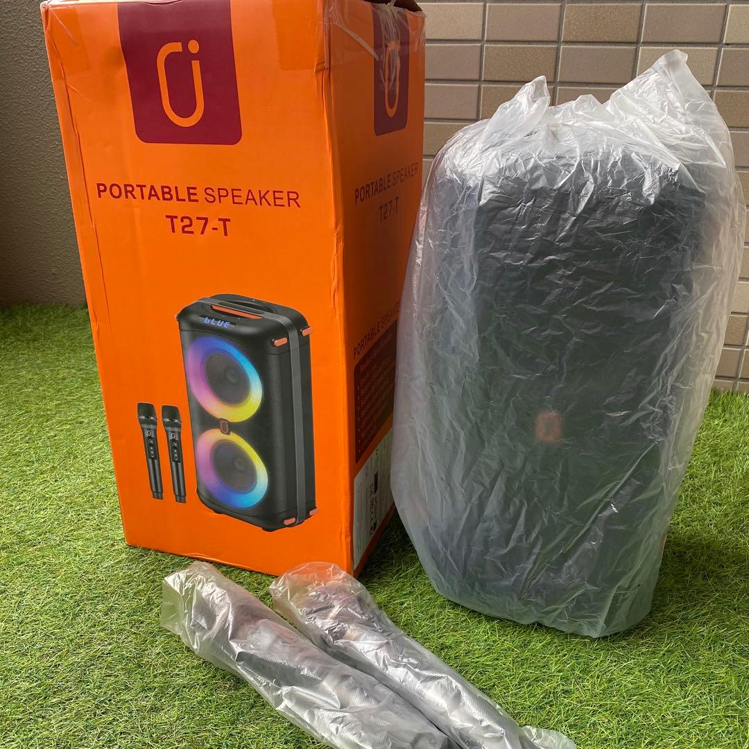 【新品】JYX T27-Tポータブルカラオケスピーカーセット（マイク2本付き）