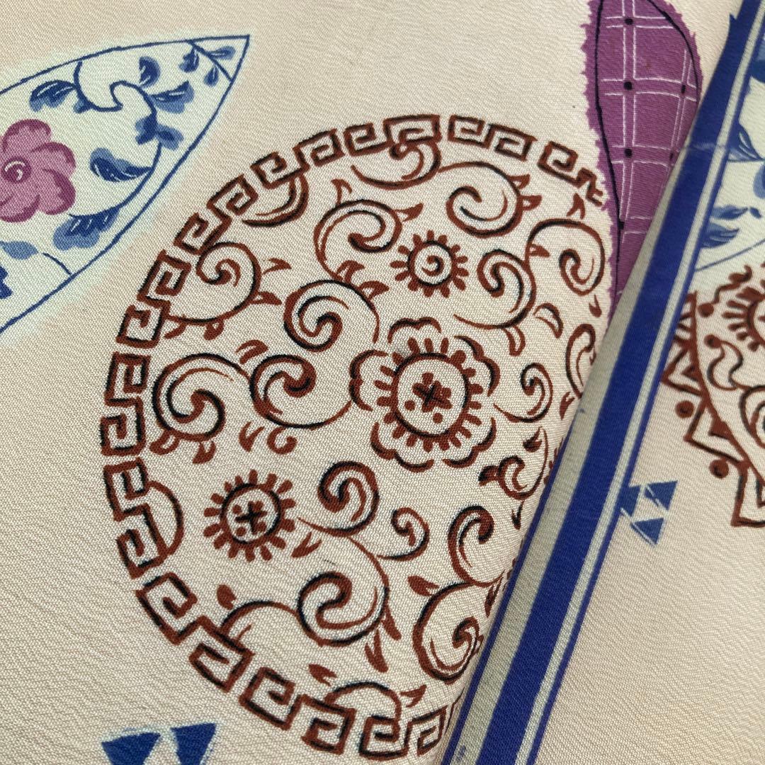 イハナ アンティーク京袋帯・昼夜帯　レトロな花模様　花唐草グ正絹　N-26
