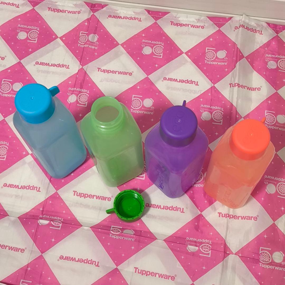 タッパーウェア スクエア エコボトル 500mL（４個）調味料等食品保存にも