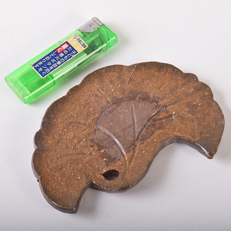 和食器　備前焼　乗松建行作　銀杏型銘々皿　六客　共箱　M　R7891