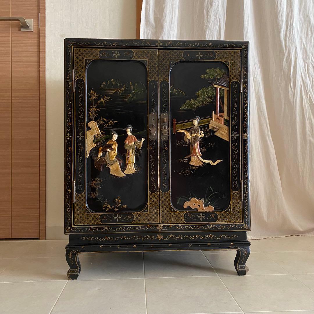 中国　アンティーク　キャビネット　李朝家具　中国家具　象嵌　和モダン　アジアン