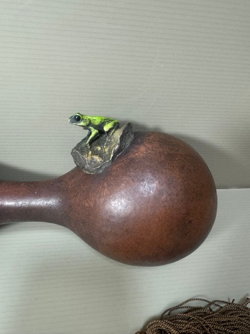 2134  時代提げ物　古瓢箪　徳利　カエル　時代物