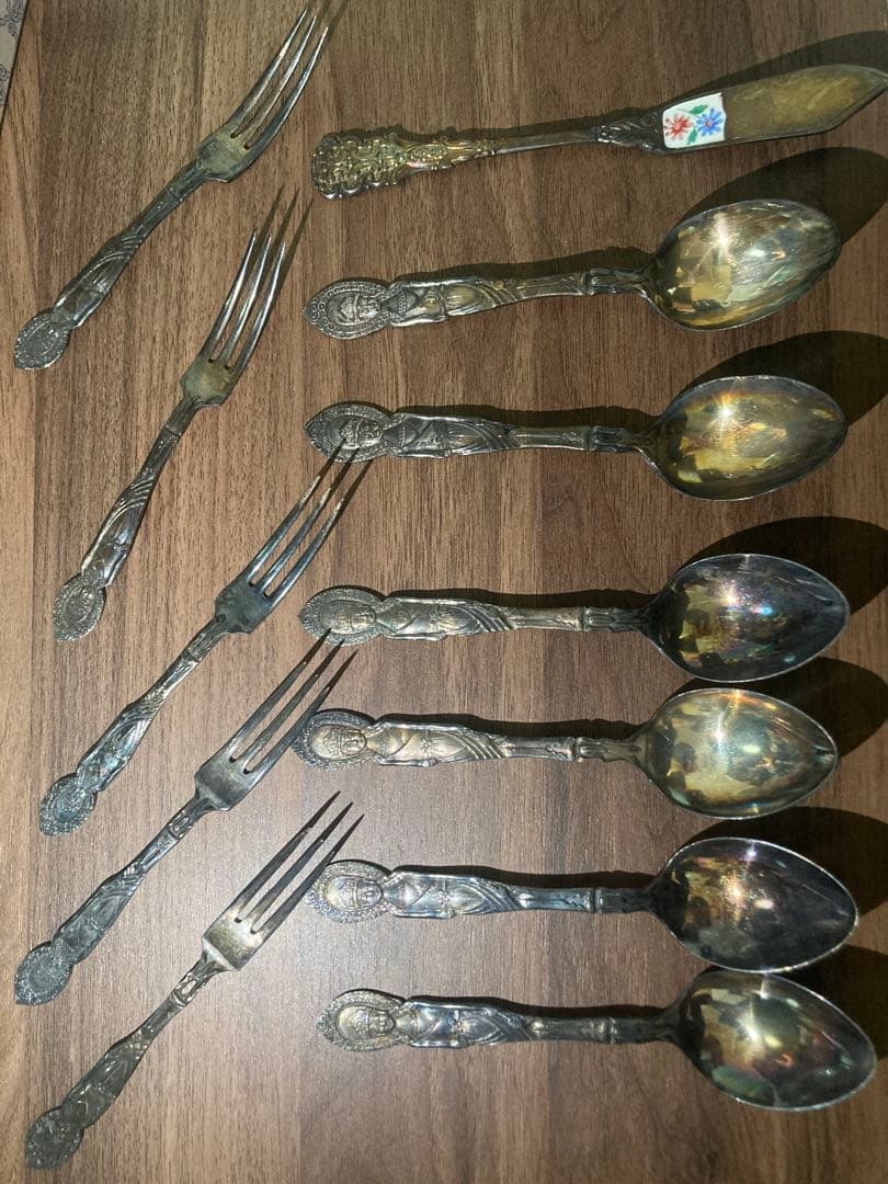 銀食器　スプーン　桜富士