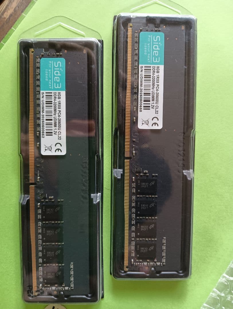Side3 DDR4 3200MHz 8GB 2枚 合計 16GBメモリー