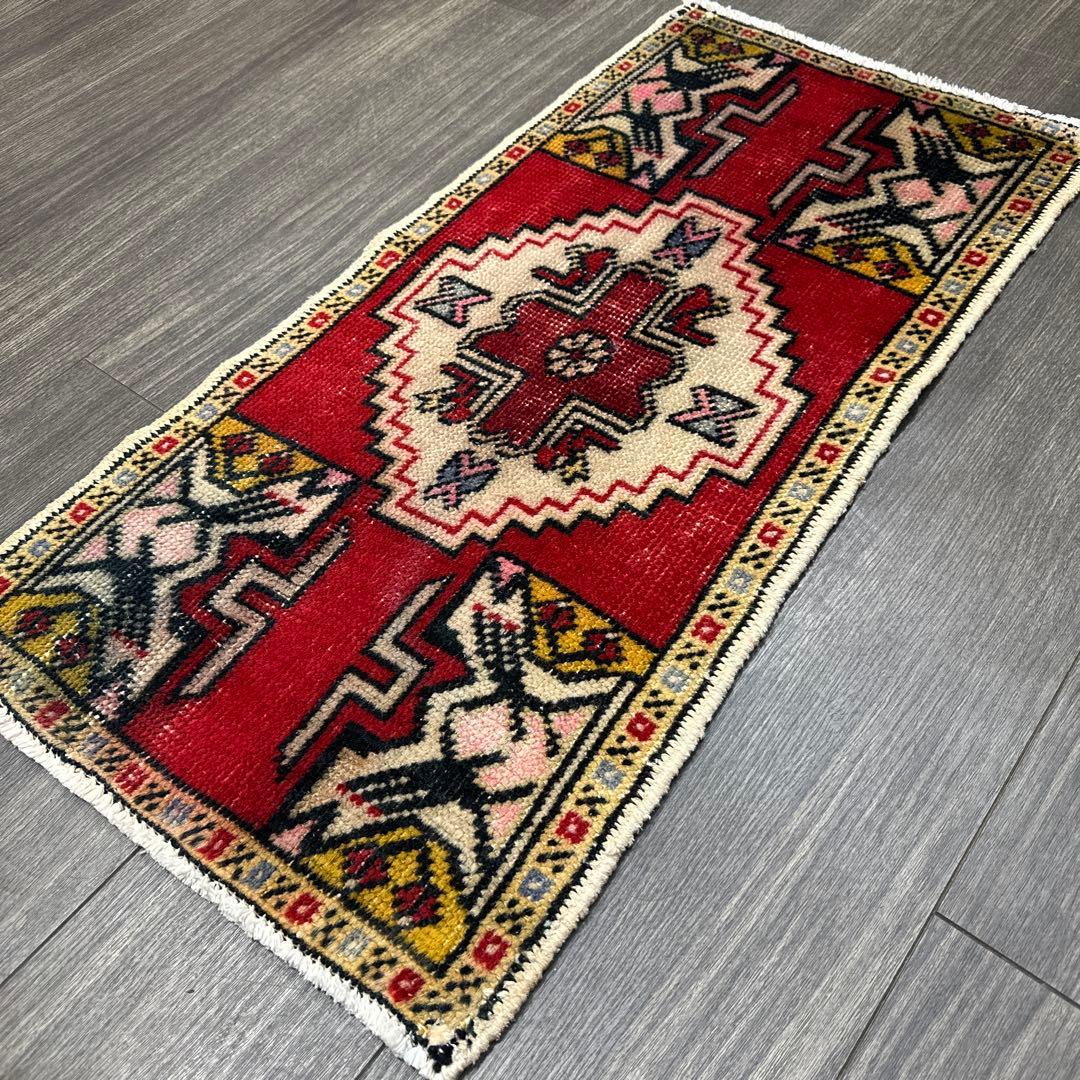 ヴィンテージ トライバル ラグ年代織りトルコ絨毯