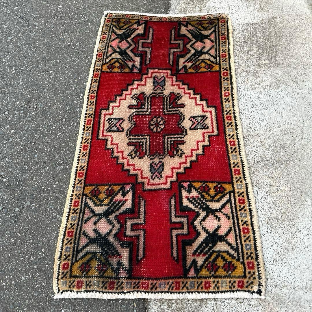 ヴィンテージ トライバル ラグ年代織りトルコ絨毯