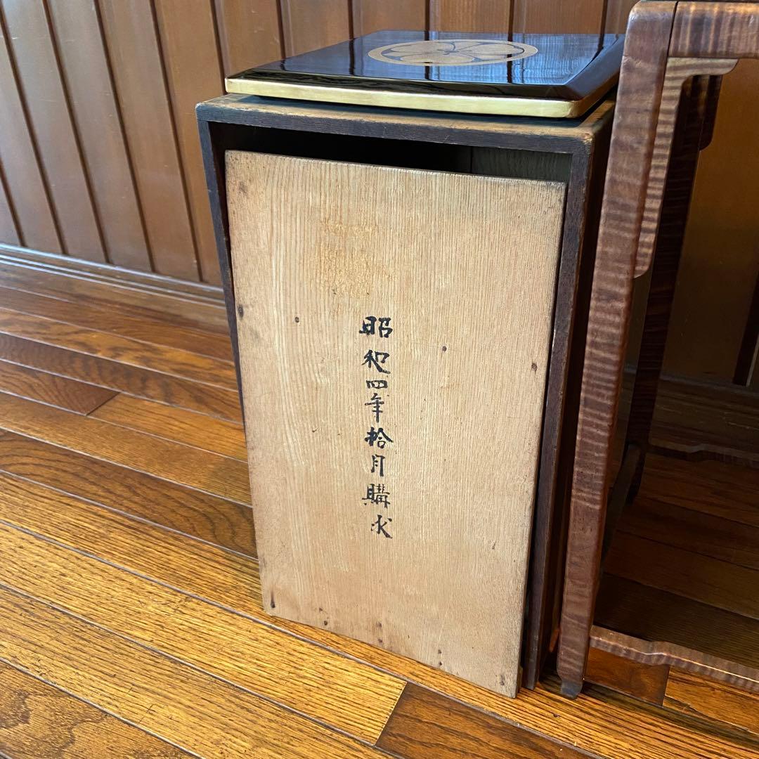 輪島塗　四段重箱　定紋八寸重箱　点彫り沈金　共箱付