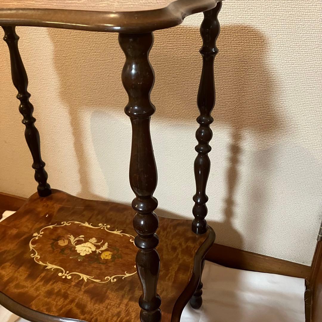 イタリア製 花柄 木製コンソールテーブル サイドテーブル