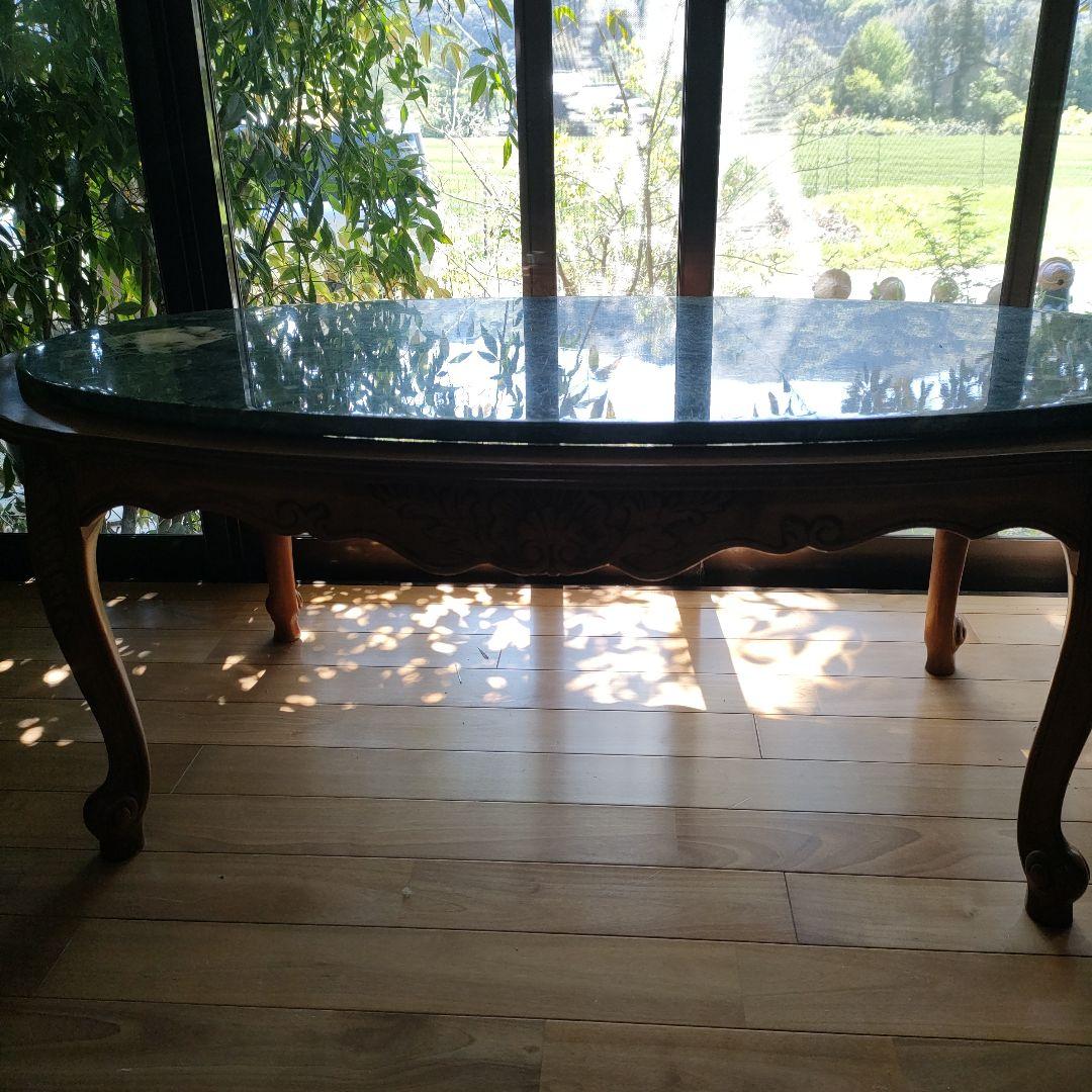 【アンティーク】 大理石テーブル 猫脚 楕円テーブル イタリア製