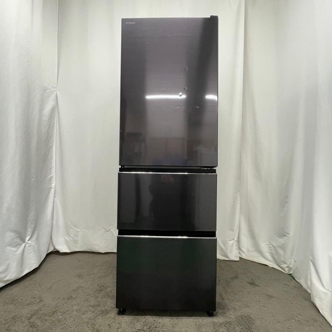 445⭕️冷蔵庫　日立　350ℓ　まんなか野菜　黒　大型　右開き　中古　設置無料