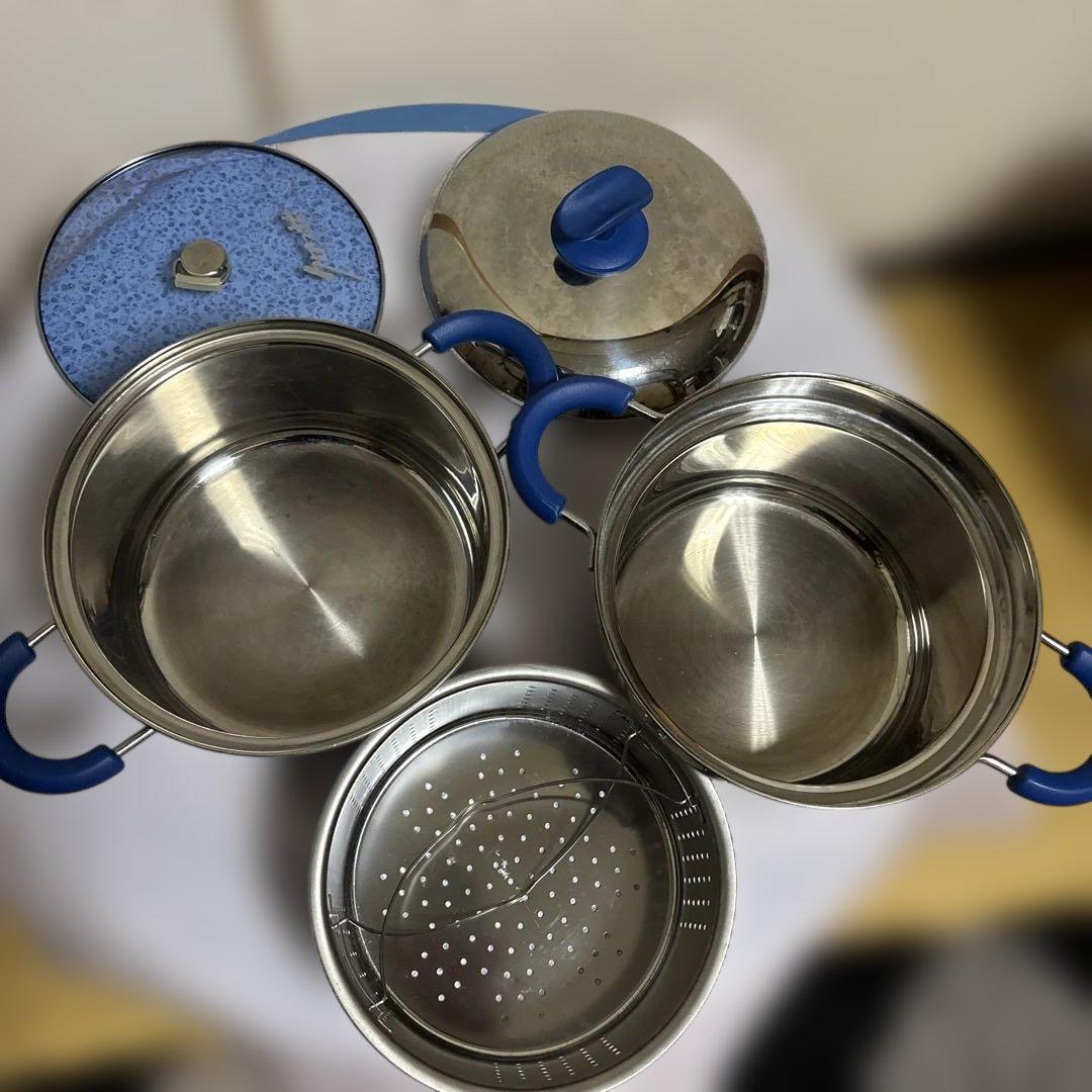 クロワッサン保温調理鍋ブルーグラス20cm&19cm