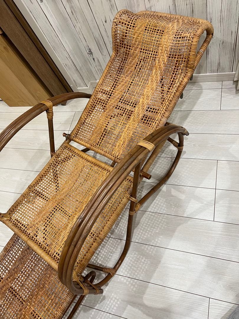 ラタン リクライニングロッキングチェア ヴィンテージ たのメル便にて発送