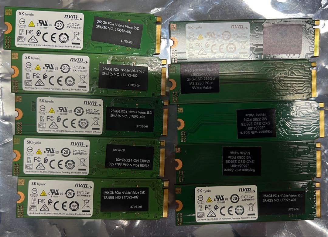 中古 M.2 NVMe SSD 256GB 10枚セット