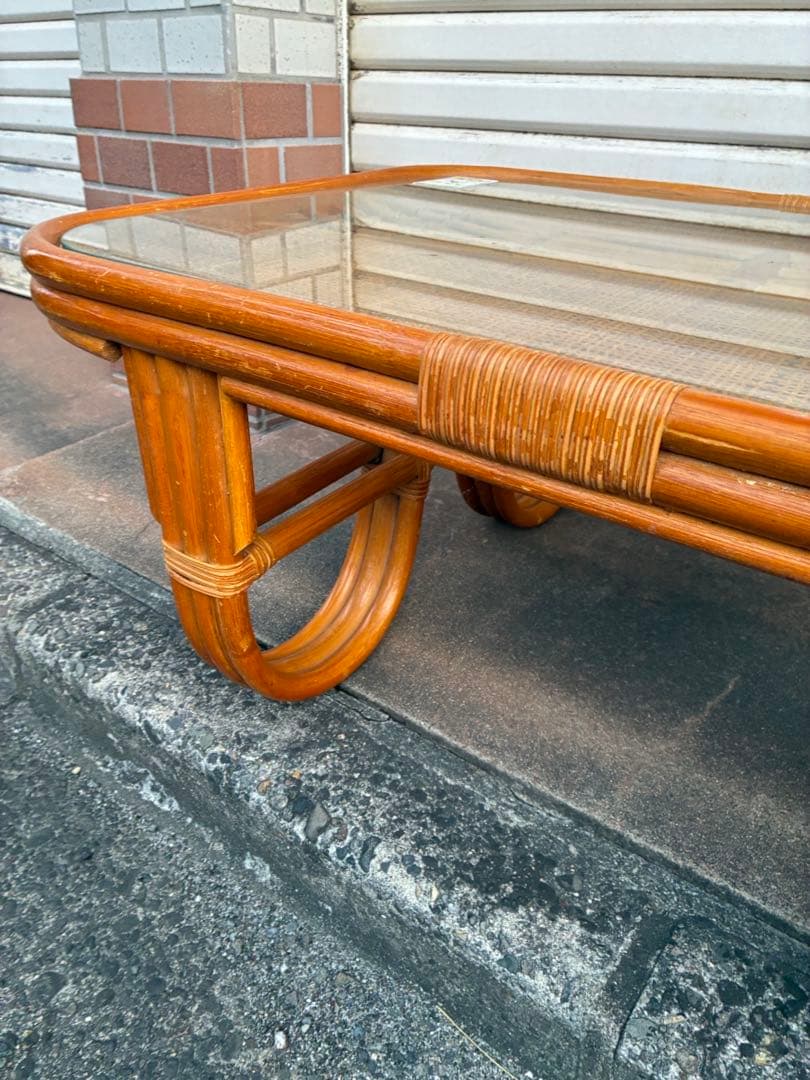 ラタン製　コーヒーテーブル　藤