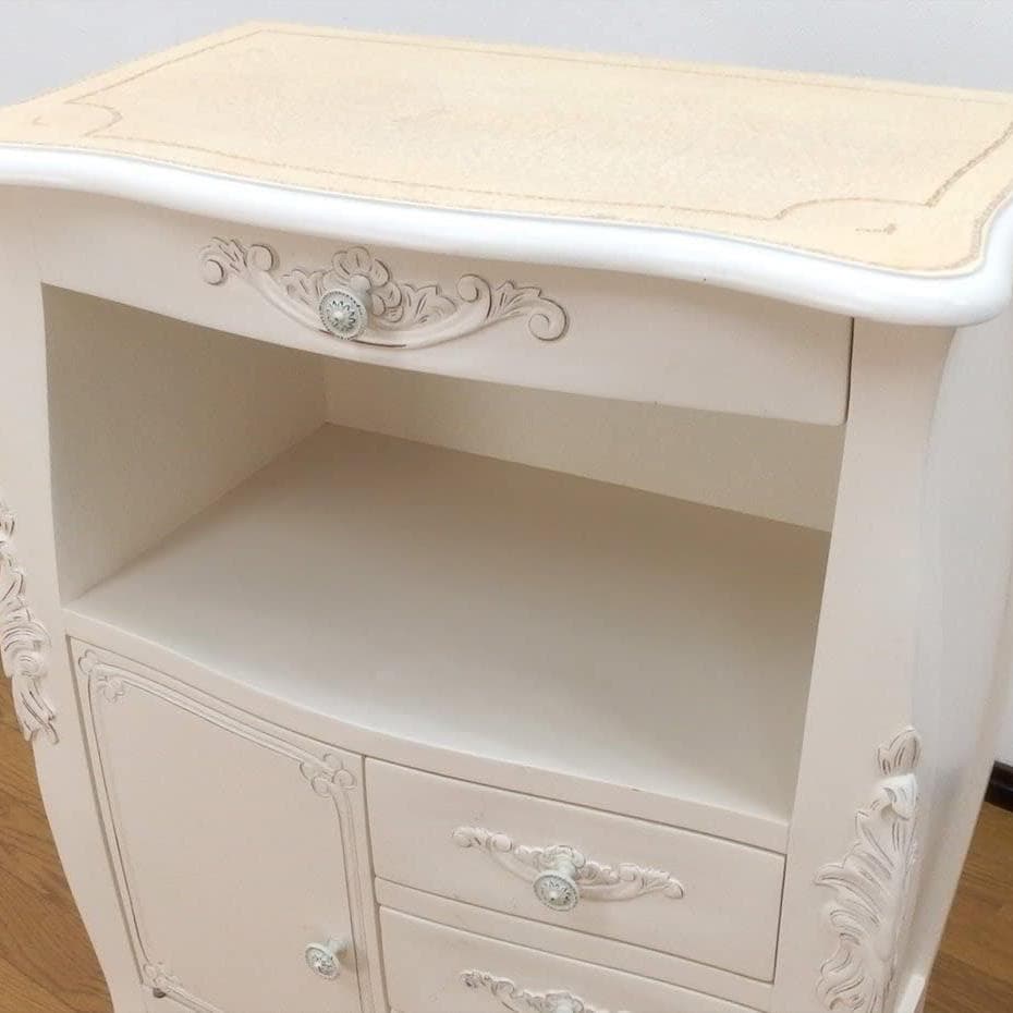 リビングボード/電話台 猫脚 幅60cm ホワイト