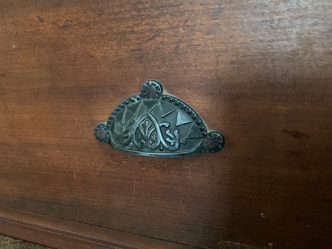 小箪笥　貝殻取っ手　シェル取手　2段　小引出し　古家具　古道具