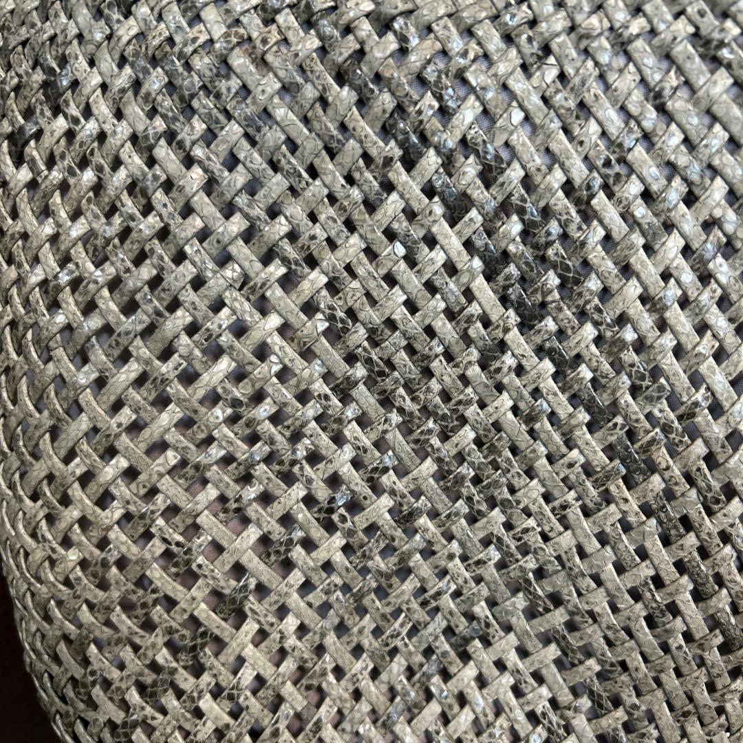 か*ん様 希少品　銀座ヨシノヤ　革編み込みメッシュトートカゴバッグ