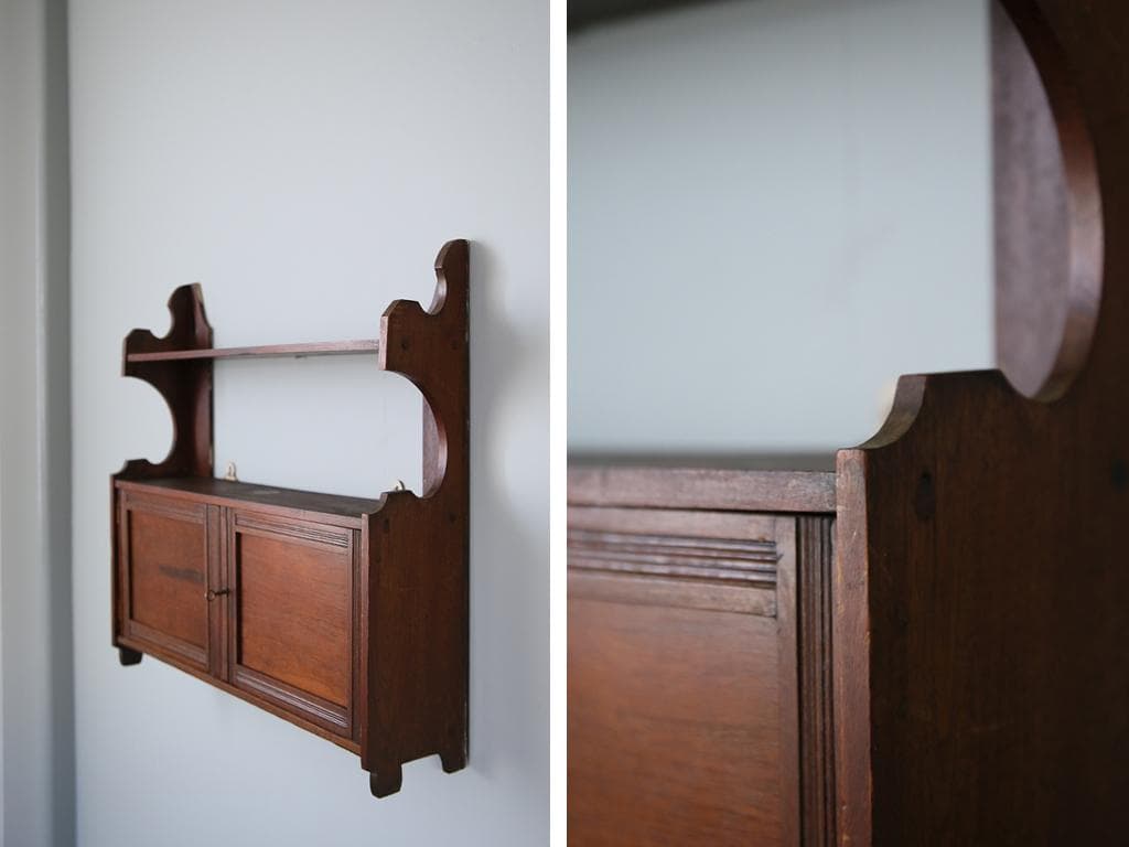 イギリスアンティーク木製ウォールシェルフ/壁掛けラック/飾り棚(91-256)