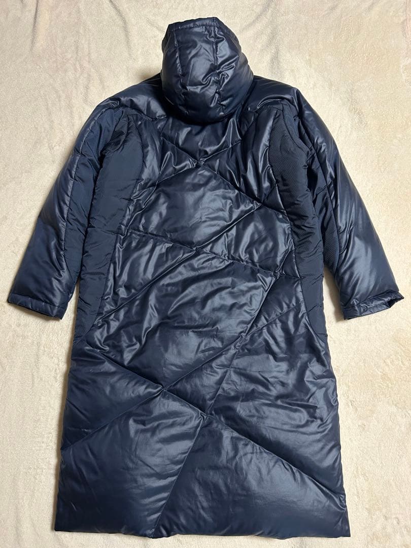 【美品】Mizuno ミズノ ダウンコートベンチコートメンズ 刺繍ロゴ ネイビー