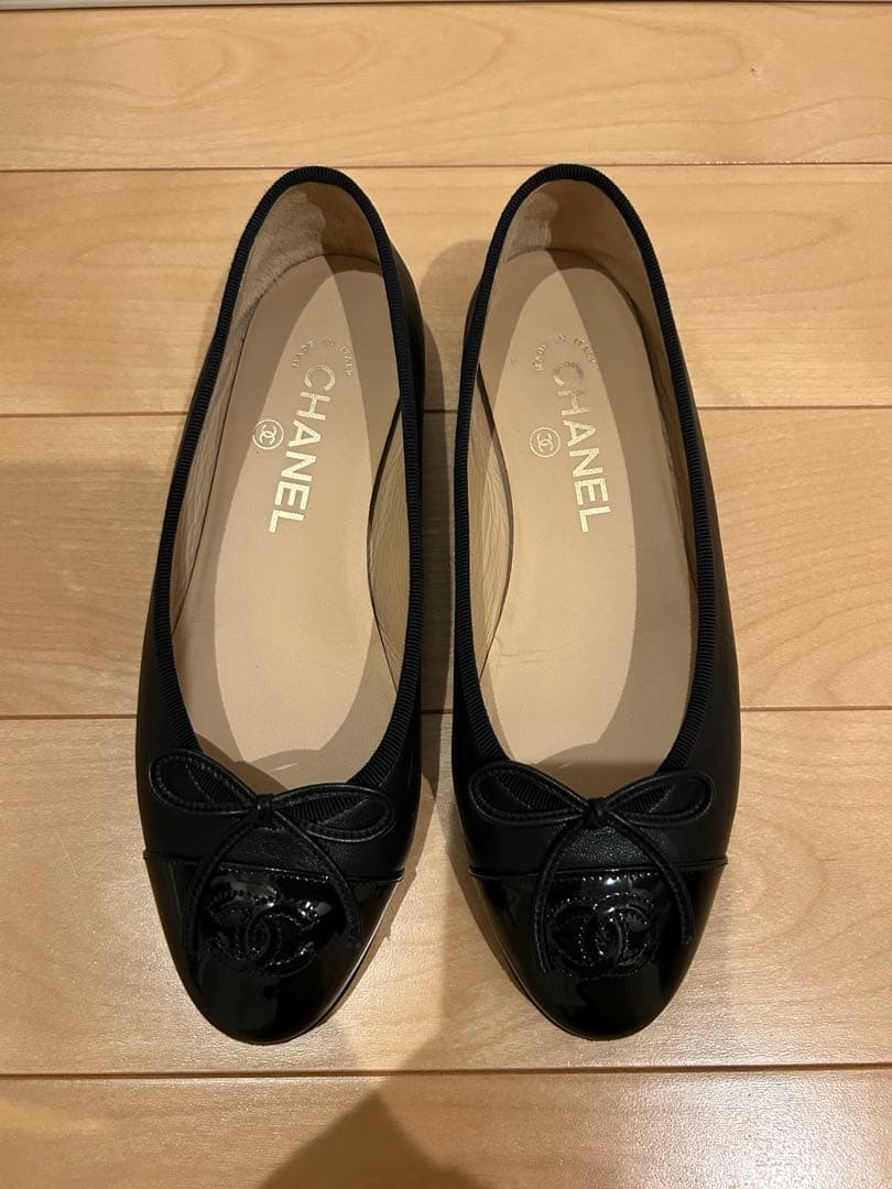 CHANEL バレリーナ　ラムスキン　エナメル　ブラック　36