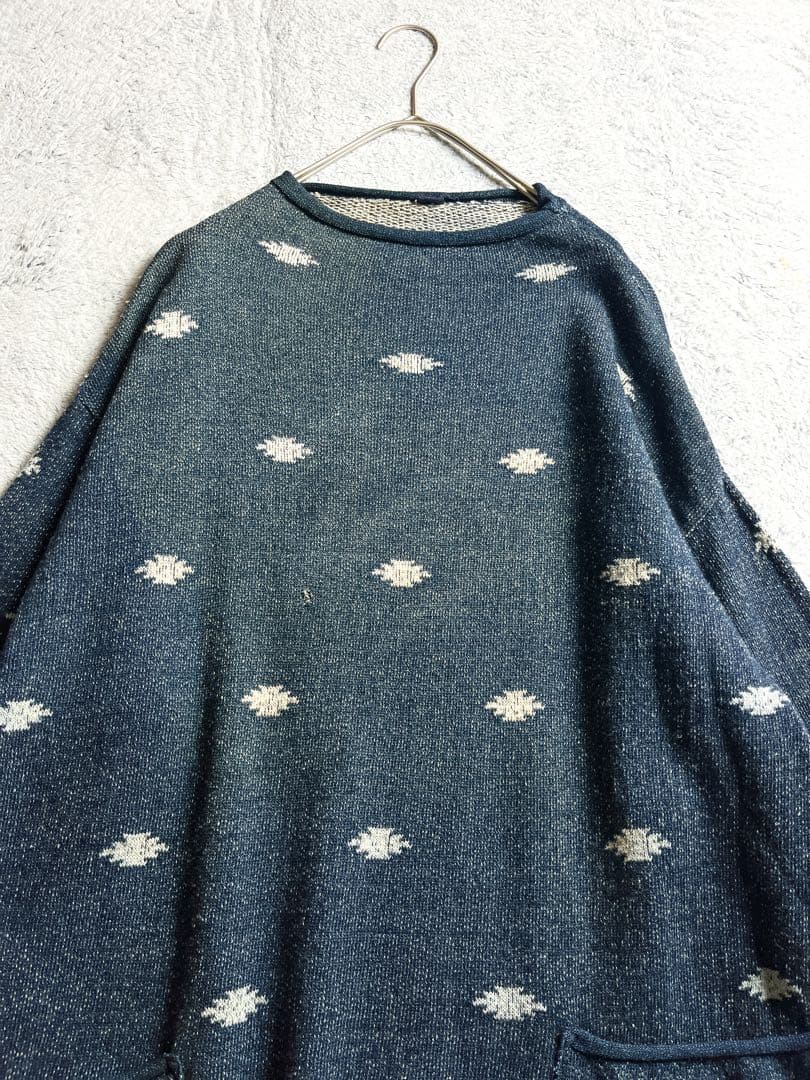 【45R】45rpm ジャカードの908馬比古 総柄 インディゴスウェット 4