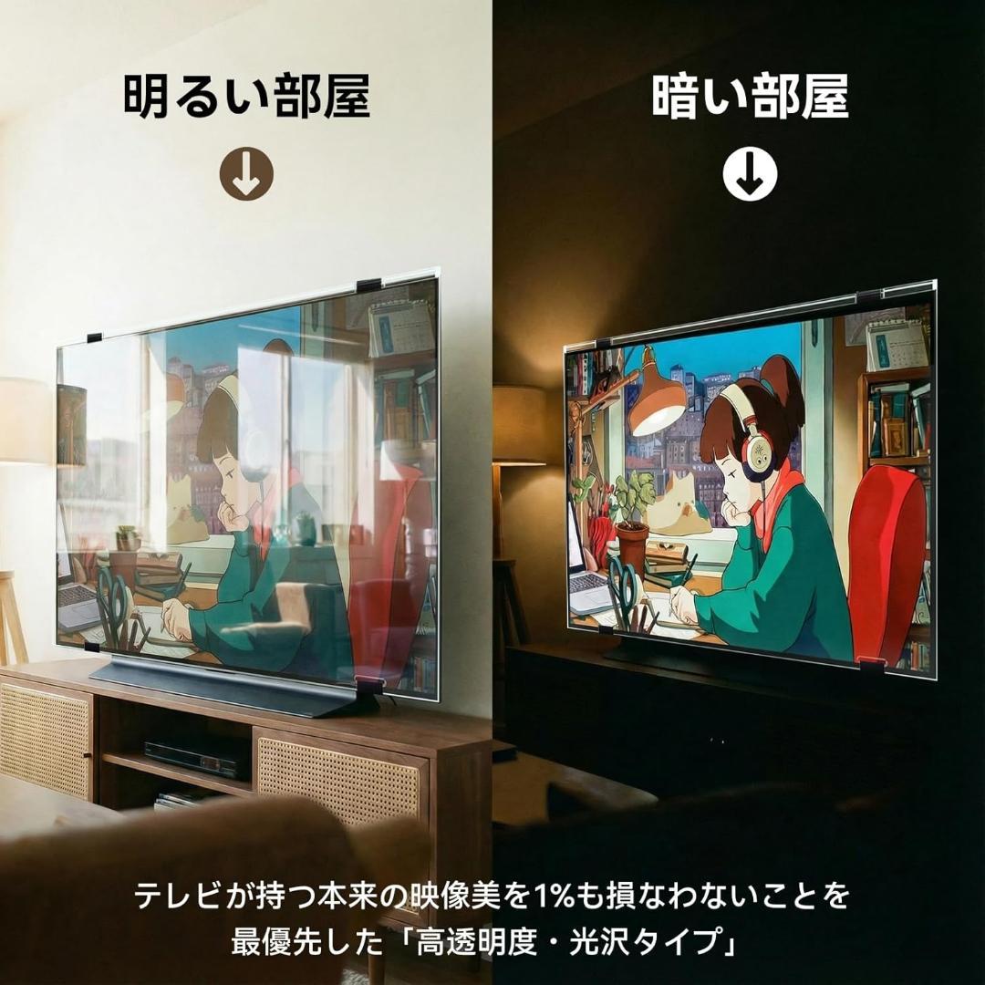 テレビ保護パネル 50インチ 高透過率&ブルーライトカット　テレビカバー