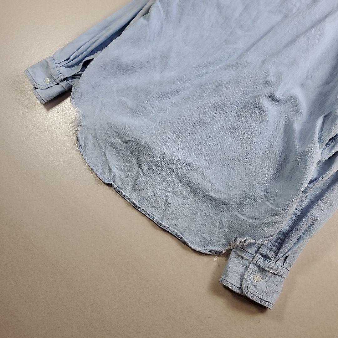 つっつん　フランクアンドアイリーン　デニムシャツ ダメージ加工 スキッパー