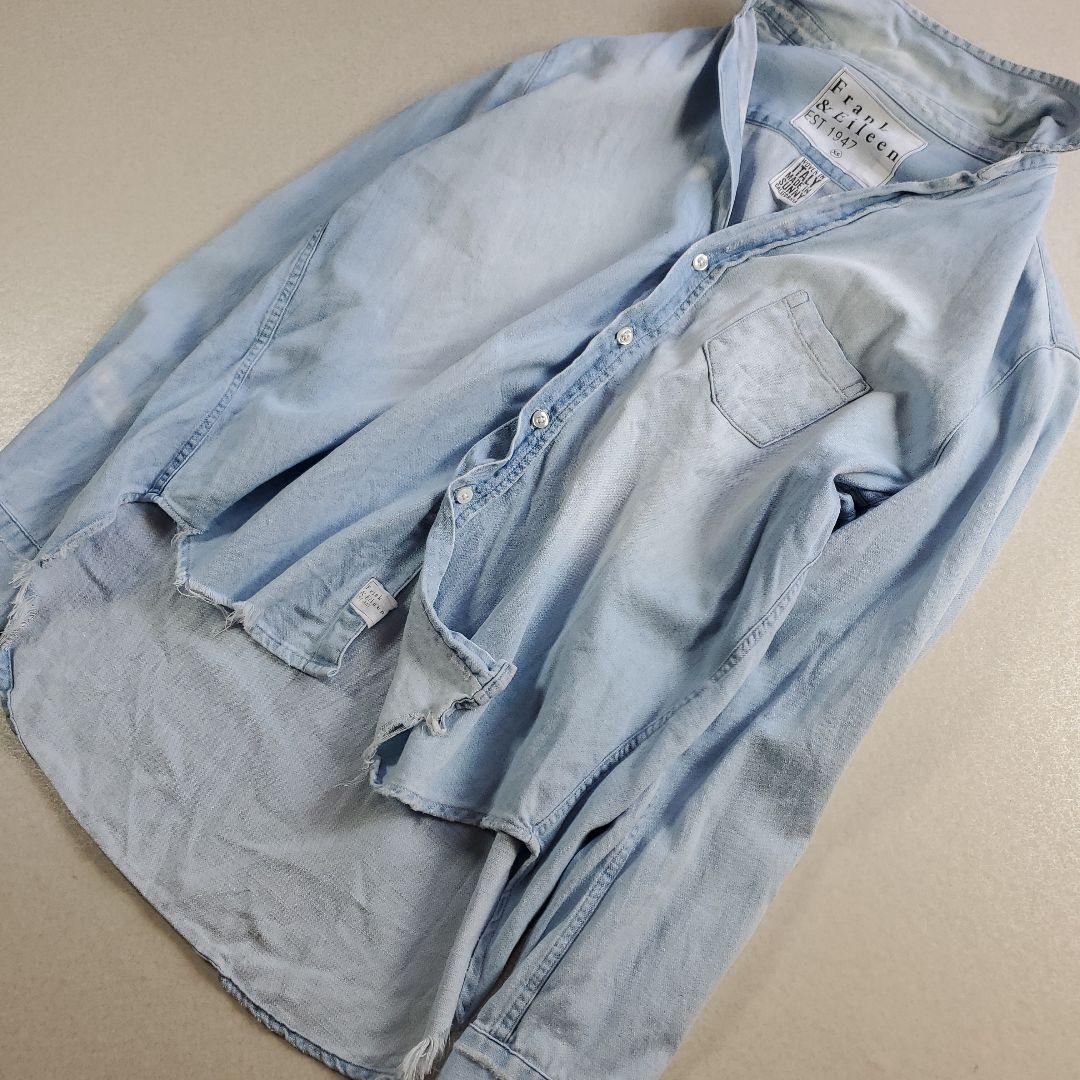 つっつん　フランクアンドアイリーン　デニムシャツ ダメージ加工 スキッパー