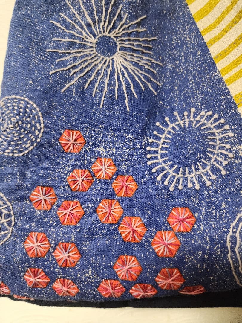 ♡新作　刺し子が個性的で素敵な三角トードバッグ　センソユニコ慈雨等