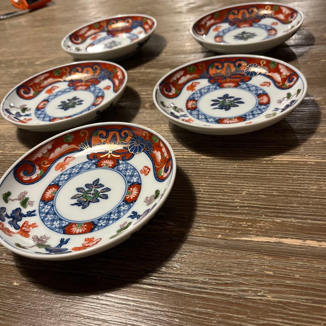 【源右衛門】古伊万里の伝統　日本銘窯　源右衛門作　古伊万里松絵　小皿5枚セット