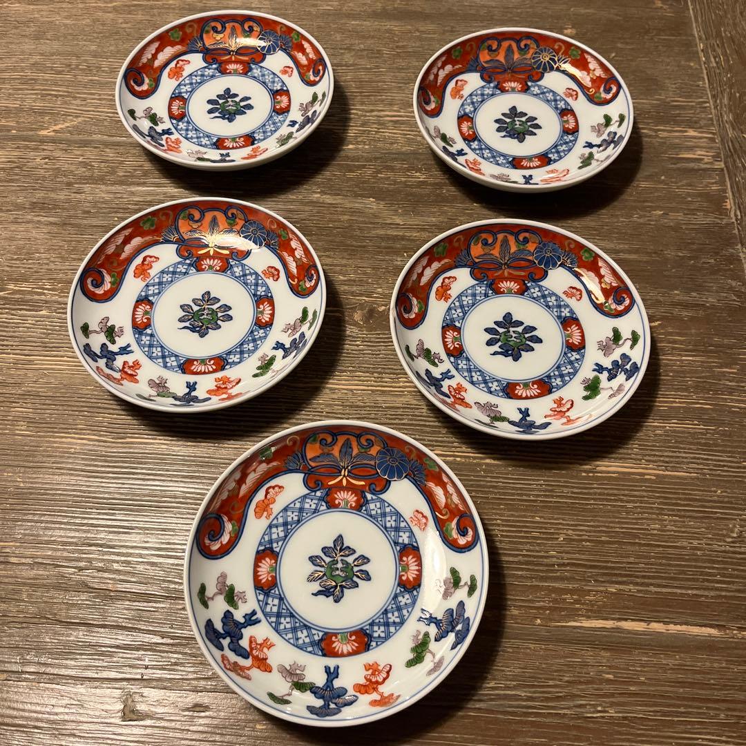 【源右衛門】古伊万里の伝統　日本銘窯　源右衛門作　古伊万里松絵　小皿5枚セット