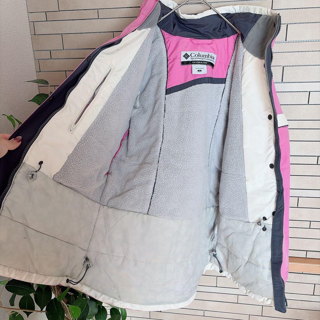 コロンビア スノーウェア S ピンク チェック 上下セットアップ オムニテック