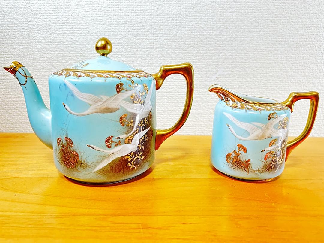 オールドノリタケ フライングスワン カップ ソーサー 5客 ポット クリーマー