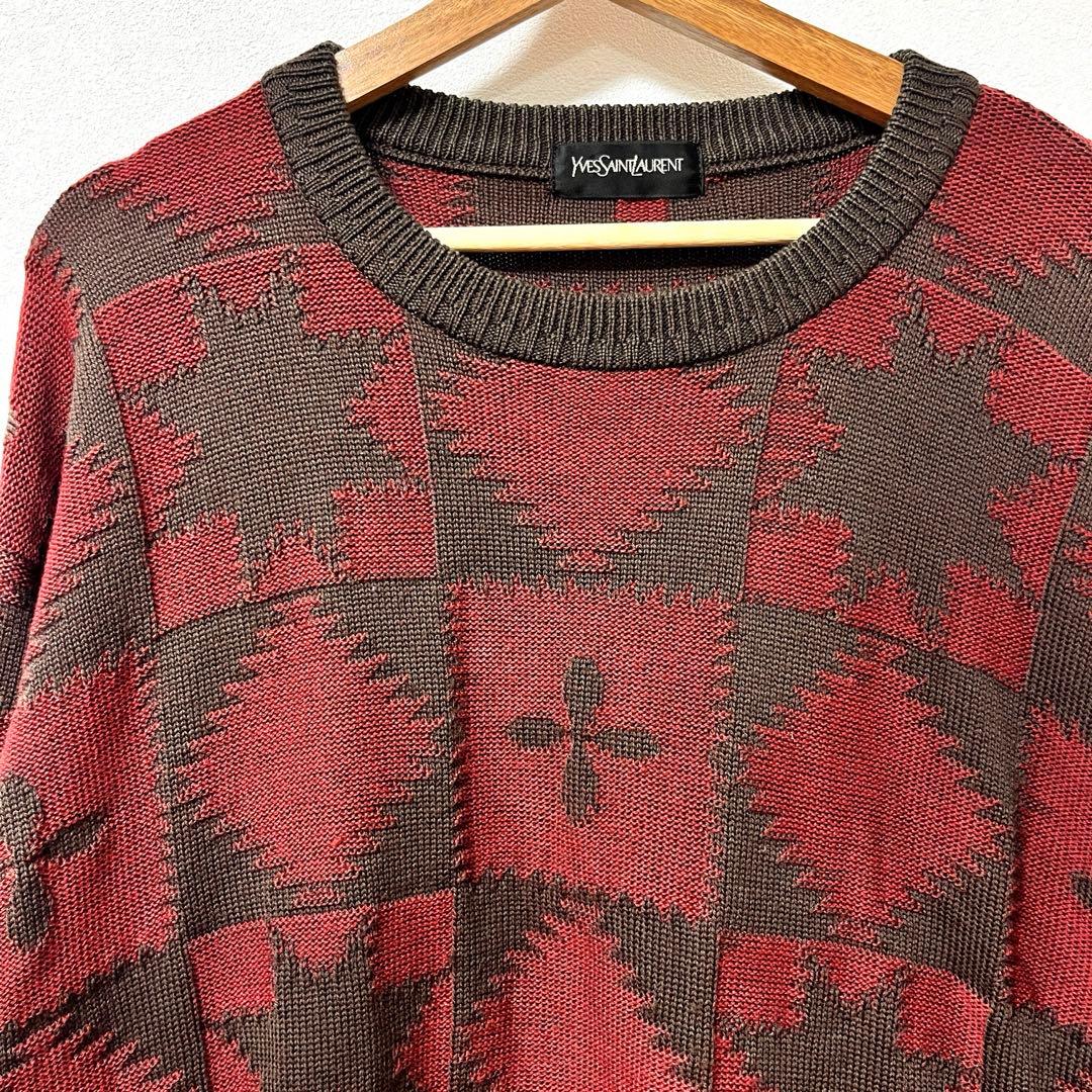《Yves Saint Laurent》OLD 90-00's 総柄ニット
