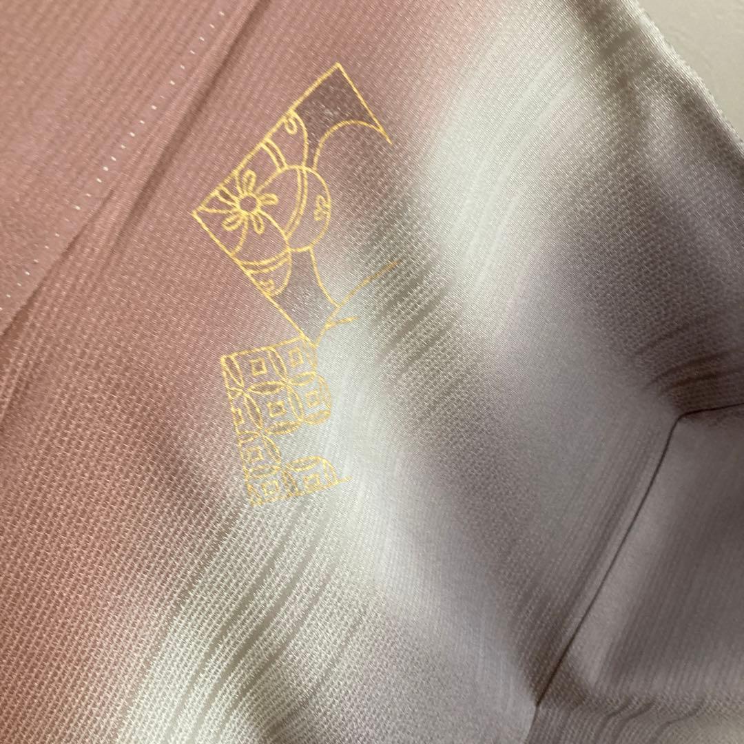 訪問着　吉祥花文　グラデーション　ピンクグレー　金彩トールサイズ　L からL L