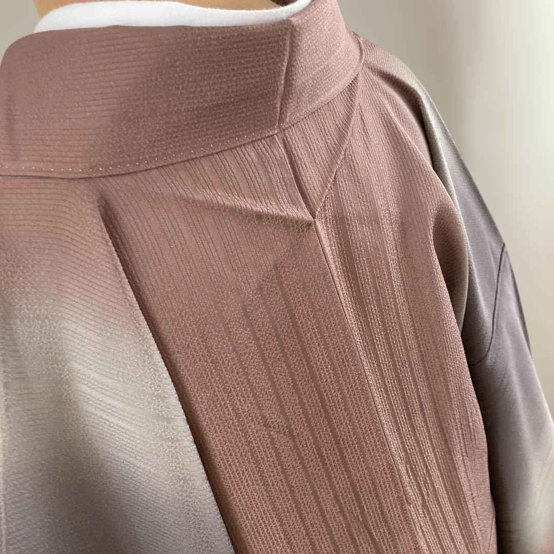 訪問着　吉祥花文　グラデーション　ピンクグレー　金彩トールサイズ　L からL L